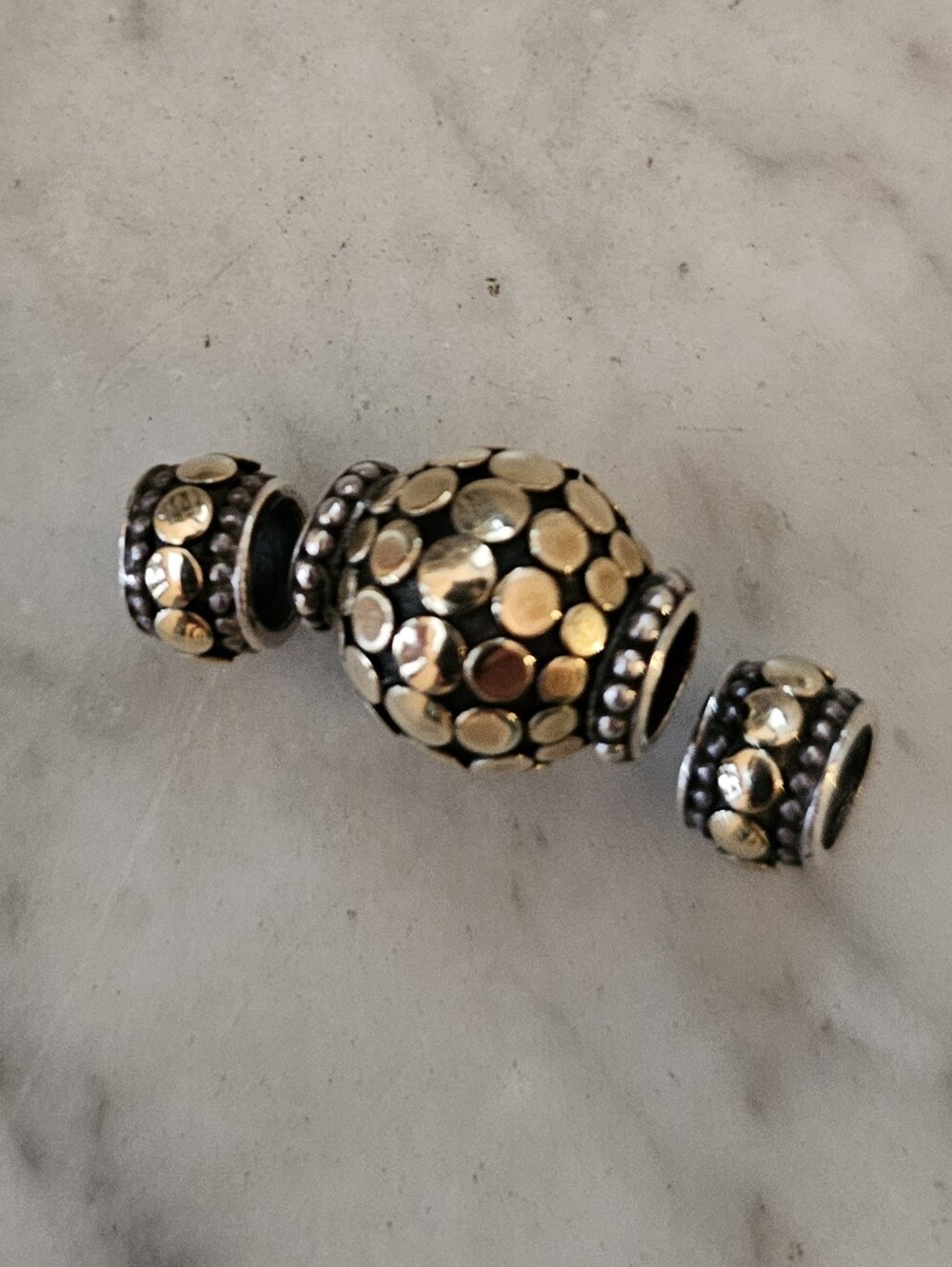 John Hardy 18k .925 Dot Charm 3pc Set